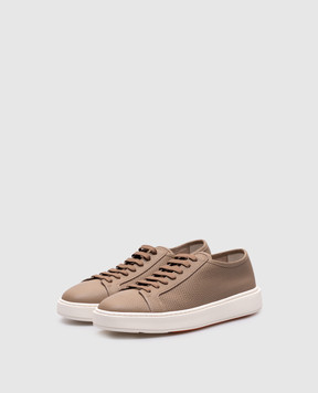 Santoni Коричневі шкіряні кросівки з перфорацією MBCD21443BARCDIK