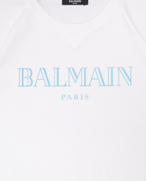 Balmain Детская белая футболка с принтом BW8P21Z0116410