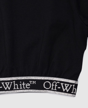 Off-White Детская черная укороченная футболка с логотипом OGAA018C99JER001