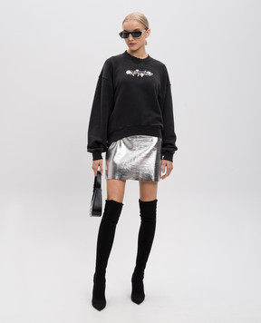 Off-White Чорний світшот з принтом Bookish rose з логотипом OWBA075S25FLE001