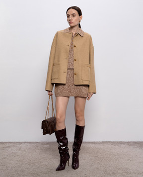 Versace Бежеве укорочене пальто з вовною 10203121A15376
