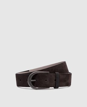 Brunello Cucinelli Коричневый замшевый ремень с цепочкой мониль M0DELC31G