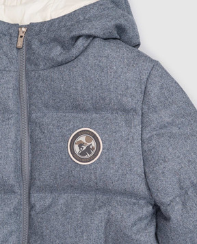 Brunello Cucinelli Дитяча сіра сукня з вовни з ланцюжком моніль BD565A407C