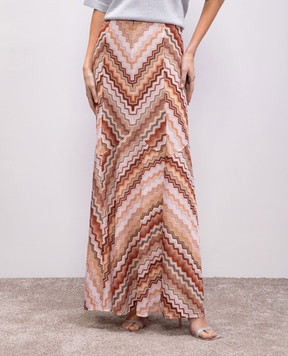 Missoni Коричнева спідниця максі в брендовий візерунок з люрексом DS25SH0FBR00ZV