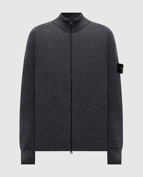Stone Island Серый кардиган из шерсти с логотипом K1S155100044S00B4