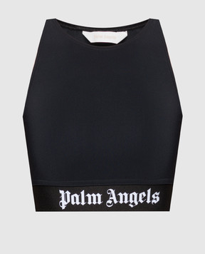 Palm Angels Черный топ с контрастным узором логотипа PWVO024S24FAB001