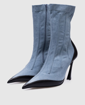 Thierry Mugler Голубые комбинированные ботильоны Corset MUWFW2425SC025TX041