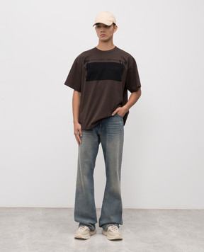 Maison Margiela MM6 Коричнева футболка з вишивкою логотипа SH0GC0053M20050
