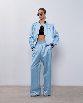 Off-White Блакитний бомбер з вишивкою логотипа OMEH05AF24FAB002