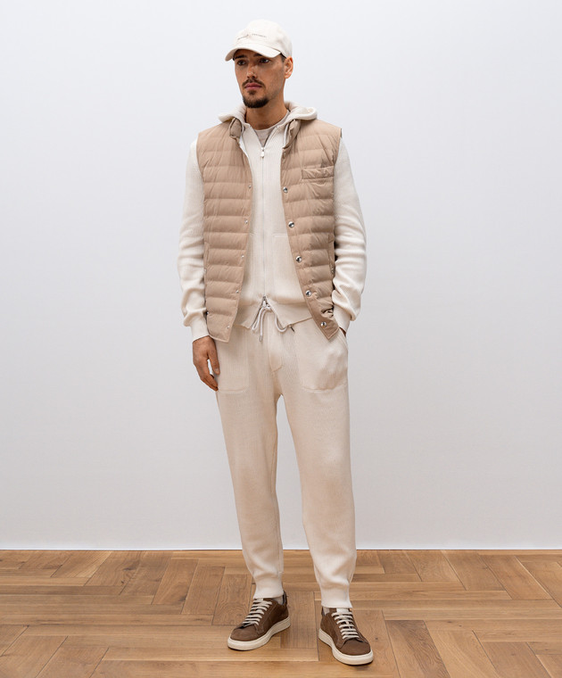 Brunello Cucinelli Бежева спортивна куртка в рубчик з вишивкою емблеми M29200416G зображення 2
