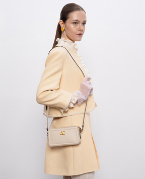 Valentino Бежевая кожаная сумка кросс-боди ALLTIME с логотипом VLogo Signature 6W2P0AI5RZR