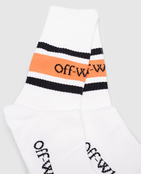 Off-White Белые носки с контрастным узором логотипа OMRA077S25KNI001