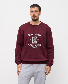 Brunello Cucinelli Бордовий світшот з брендовим принтом MW8633380G