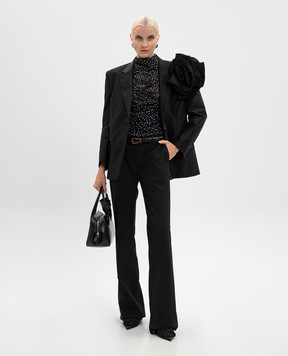 Magda Butrym Чорні штани кльош із шовку PANTS01104725