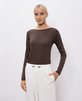 Brunello Cucinelli Коричневий джемпер з кашеміром та шовком з люрексом M41800008P