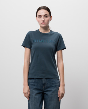 Helmut Lang Синя футболка з вишивкою логотипа O06HW505