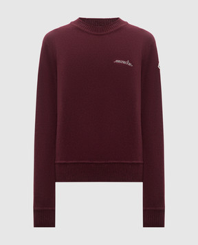 Moncler Бордовый свитер из шерсти и кашемира с вышивкой логотипа J20939C00005M4281