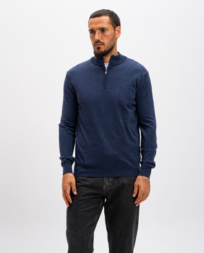 Cashmere&Whiskey Синий меланжевый джемпер из шерсти мериноса 77397