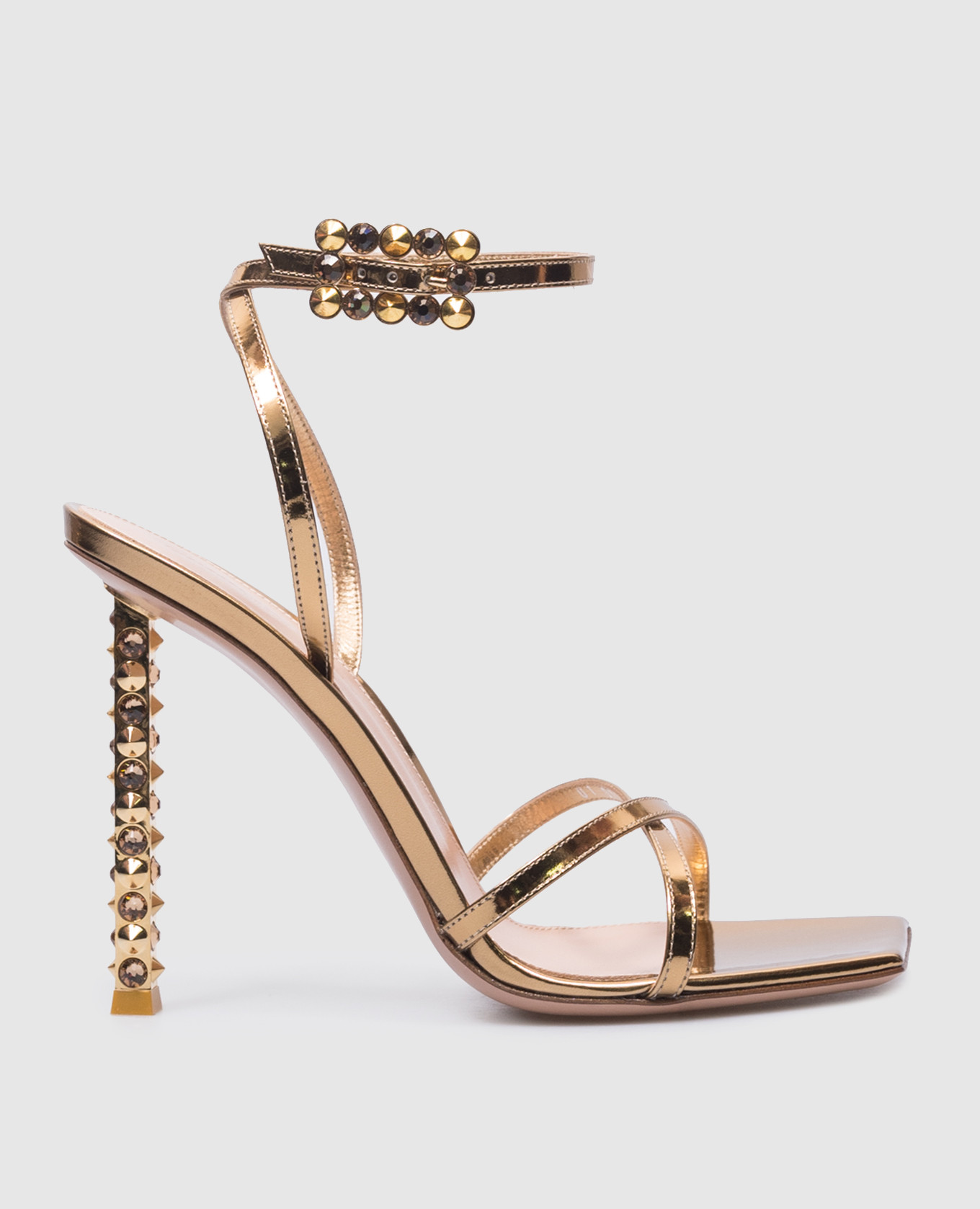 

Золотые кожаные босоножки Wonder с кристаллами., Золотистый, Босоножки