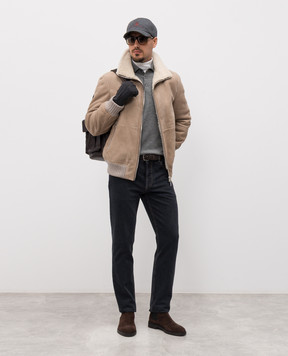 Brunello Cucinelli Серое меланжевое поло из шерсти и кашемира M2400295