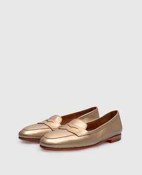 Santoni Золотистые кожаные лоферы WUNY71031SA4SLLX