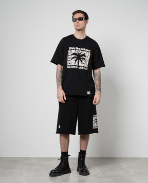 Dolce&Gabbana Чорна футболка з фактурним принтом banana tree G8RI4TG7K7N