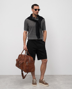 Brunello Cucinelli Серое поло с леном M2L707605