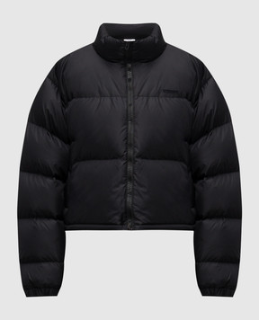 Vetements Чорний укорочений пуховик з вишивкою логотипа UH76PU220BBm