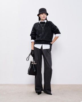 Brunello Cucinelli Серые брюки из шерсти с цепочкой мониль MG912P8736