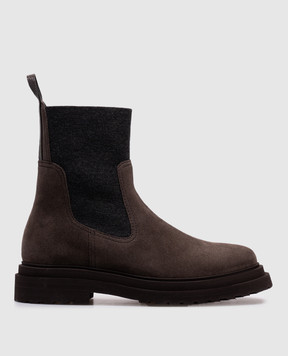 Brunello Cucinelli Коричневі замшеві челсі з ланцюжком моніль MZSFG3034P