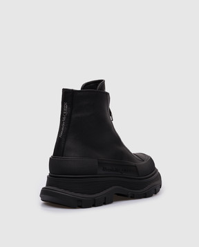 Alexander McQueen Черные кожаные ботинки Tread Slick с логотипом 766901WHZ6U