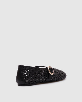Stuart Weitzman Черные кожаные балетки Thea Mary Jane SK781
