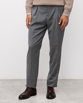 Brunello Cucinelli Сірі штани з вовни з патчем логотипа MH2443030F