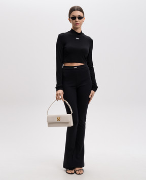 Off-White Черный укороченный лонгслив с логотипом OWAD235C99JER001