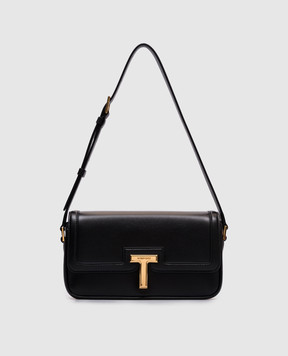 Tom Ford Черная кожаная сумка с монограммой логотипа L1832LCL442X