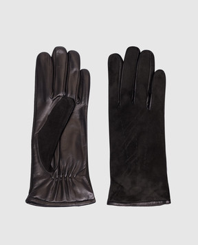Sermoneta Gloves Черные кожаные перчатки 469
