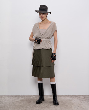 Brunello Cucinelli Юбка-плиссе цвета хаки M0H77G2672