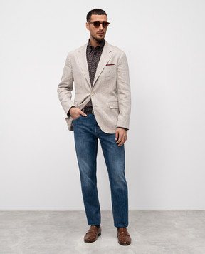 Brunello Cucinelli Коричневая рубашка в принт MM6931716