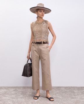 Brunello Cucinelli Бежевые брюки с льном ML145P8833