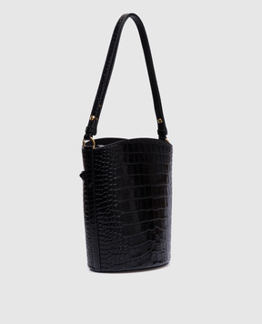 Tom Ford Черная кожаная сумка бакет-бег с тиснением под кожу крокодила L1802LCL395X