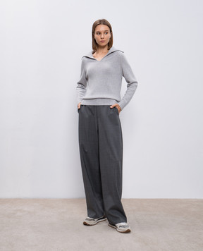 Allude Сірий светр з кашеміру з коміром 24561006