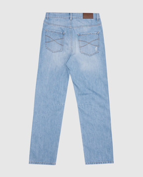 Brunello Cucinelli Детские голубые джинсы с прорехами B0Z37D304C