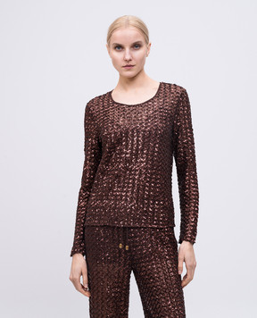 Twinset Коричнева блуза з паєтками 251LB2QAA