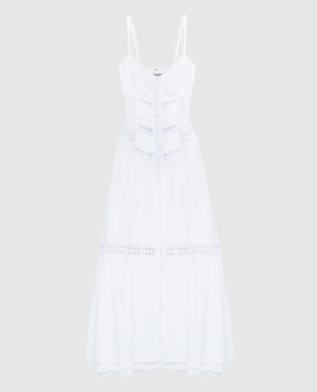 Charo Ruiz Белое платье-рубашка Tiana с кружевом 241642