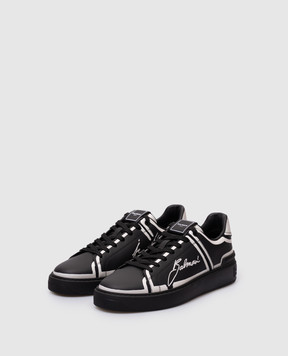 Balmain Черные кожаные кроссовки B-Court с логотипом EM1VI288LCLP