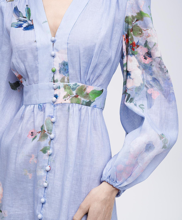 Zimmermann Голубое платье миди Everley из льна 0700DRS255 изображение 5
