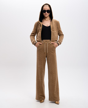 Balmain Коричневые спортивные брюки в логотип шаблон монограммы. DF2OB010JJ52