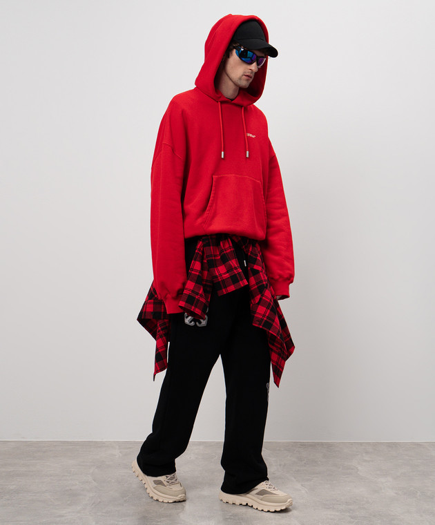 Off-White Красные худи с принтом логотипа OMBB118F24FLE006 изображение 2