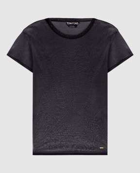 Tom Ford Чорна футболка з металевим логотипом TSJ567JEX139