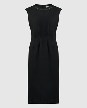 Brunello Cucinelli Черное платье миди с цепочкой мониль ML946AEL33